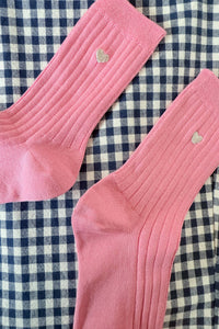 Embroidered Her Socks: Pink Water + Heart