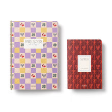 Load image into Gallery viewer, Checkerboard &amp; Bows Softcover Notebook Set of 2 - A5 &amp; A6