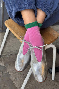 Color Block Girlfriend Socks : Rose Green