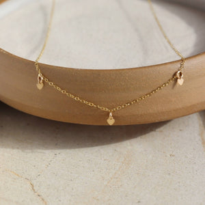 14" Tiny Hearts Charm Necklace: 14K Gold Fill
