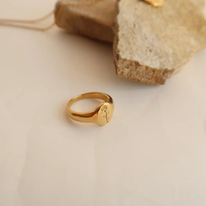 Rose Signet Ring - 18K Gold Filled