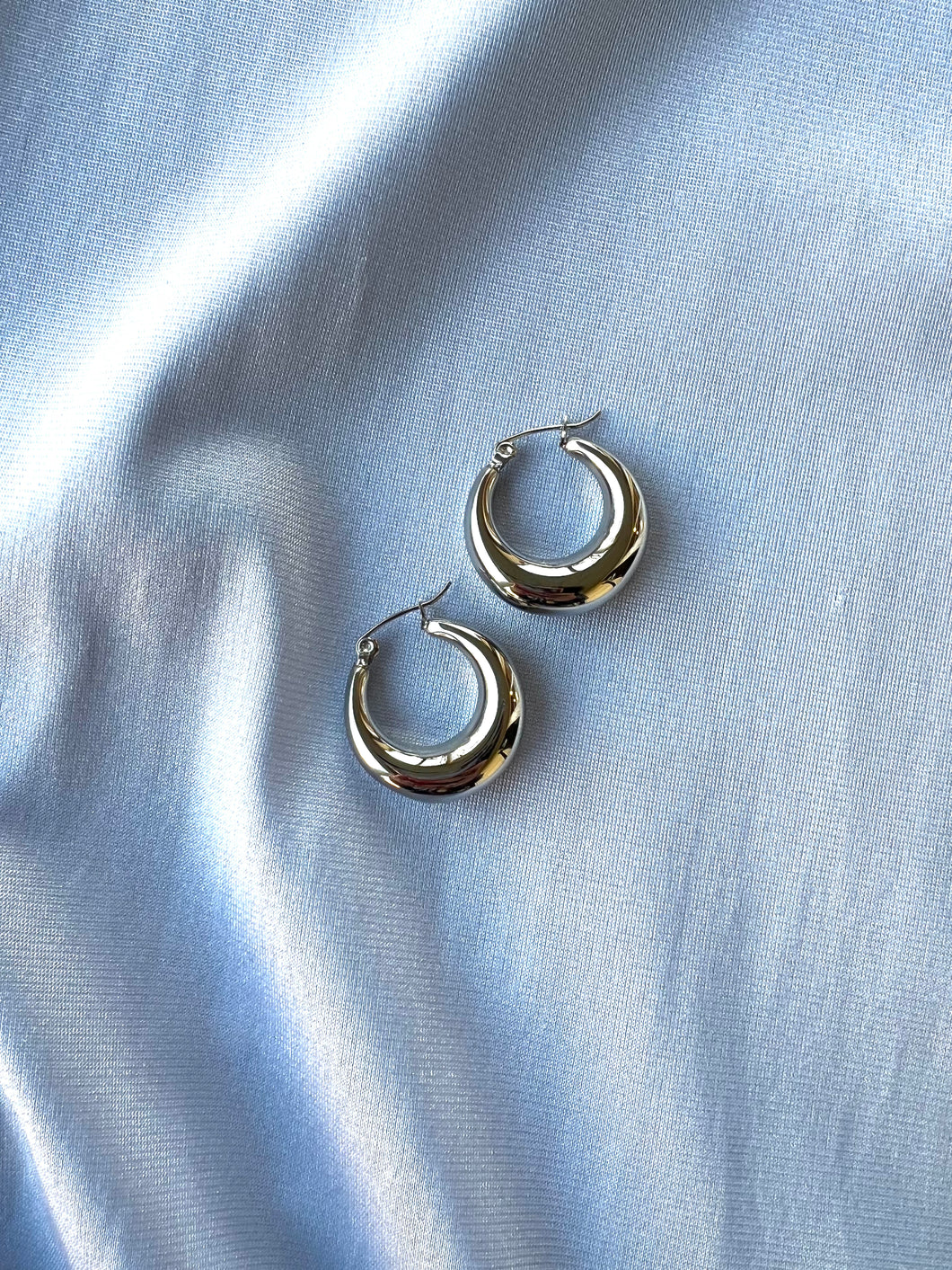 Silver Tapered Hoop Earrings
