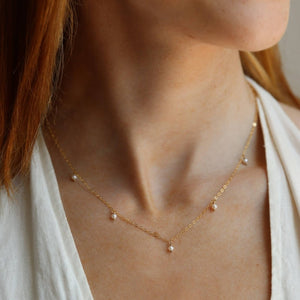 16" Delicate Pearl Necklace - 14K Gold Filled