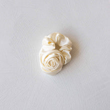 Load image into Gallery viewer, Satin Rose Hair Scrunchies: Cream