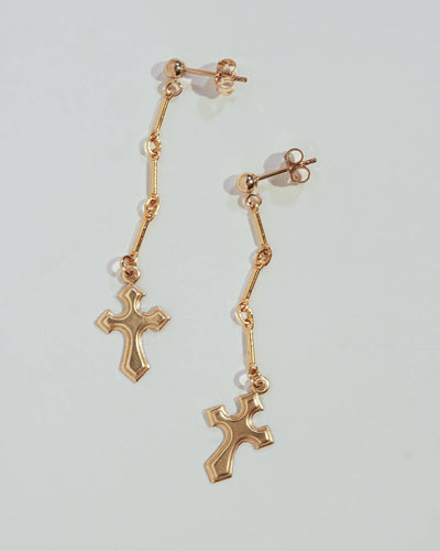 Gothic Cross Earrings - 14K Gold Filled