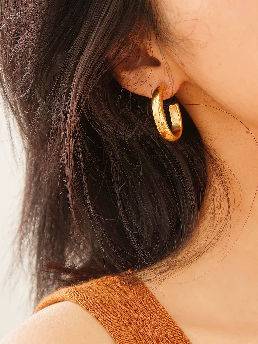 Large Gold Oval Hoop Earring
