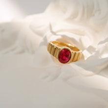 Load image into Gallery viewer, Gold Red Ruby Signet Ring